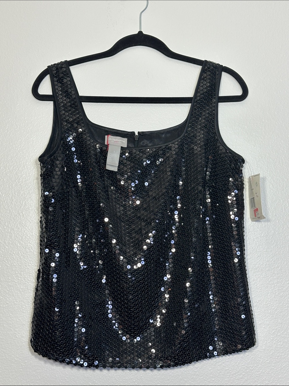 Liz Claiborne Black Sequin Scoop Neck Camisole